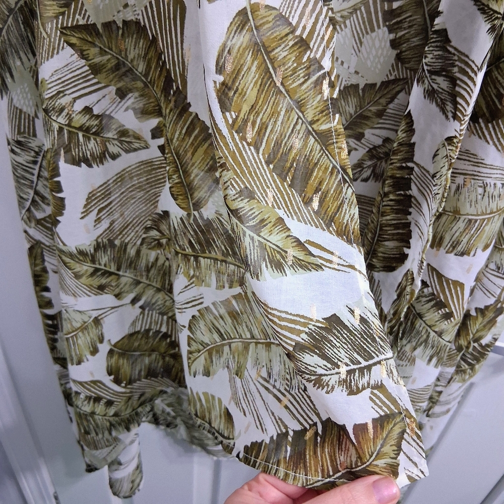 Kimono Duster Tropical Print Botanical Palm Leaves Long Length Gypsy Moondust - Picture 9 of 17